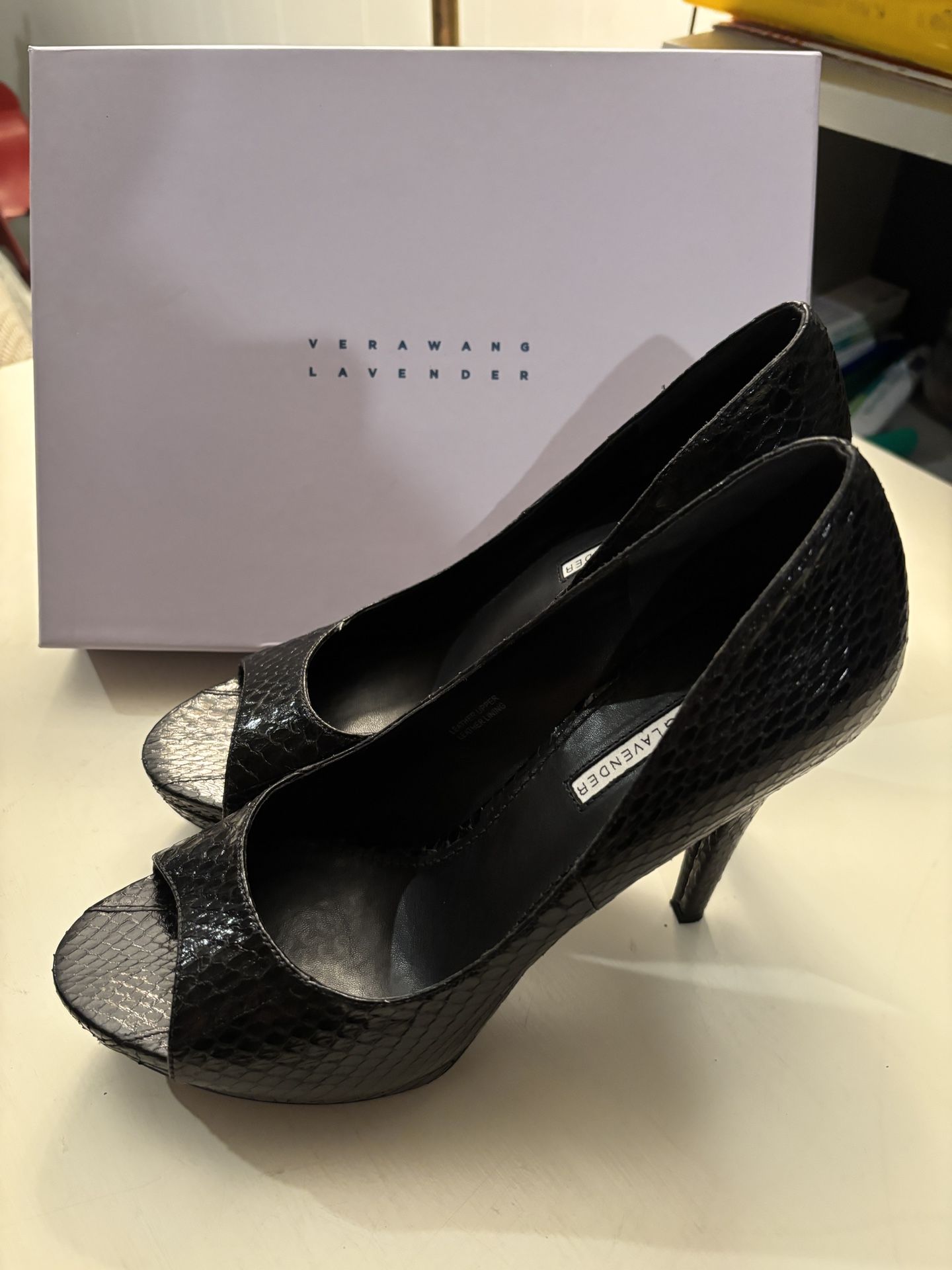 Vera Wang Lavender Selima Black Python Leather 