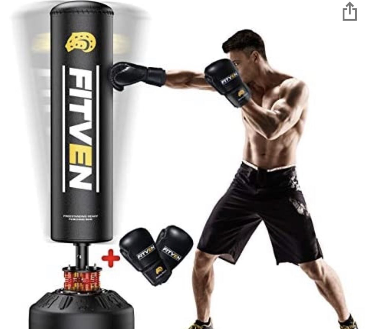 FITVEN Freestanding Punching Bag 70''-205lbs with Boxing Gloves Heavy Boxing Bag with Suction Cup Base for Adult Youth Kids - Men Stand Kickboxing Bag