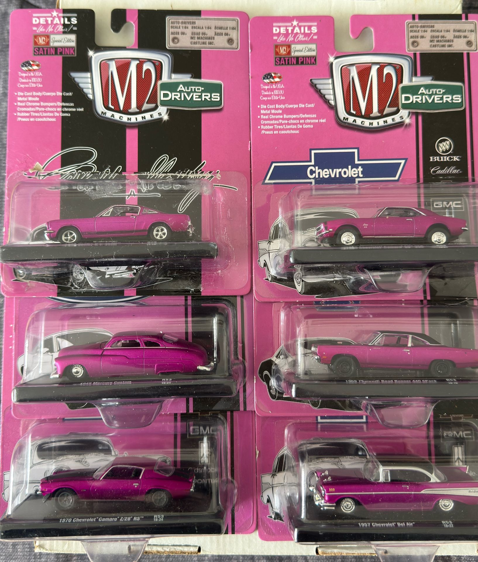M2 Machines Auto Drivers Especial Edition Satin Pink Set Of 6 New