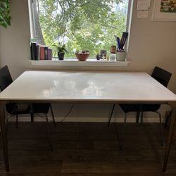 West Elm White Quartz 60" Dining Table w/ Brass legs