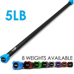 5 Lbs Yes4All Total Body Workout Weighted Bar, Resistance Band Bar  for Training, Exercise Bar for Yoga in Home and Gym -single.