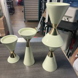 Global Views 3-Piece Hourglass Pillar Candle Holder Set in Ivory Write the First Review