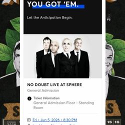 No Doubt - 2 GA Tickets at The Sphere Las Vegas, 6/5/26 