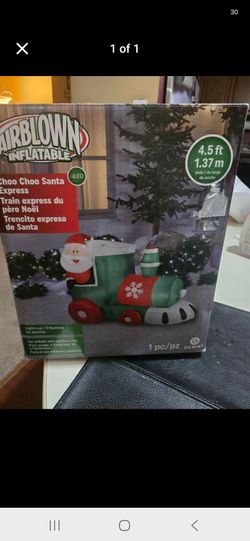 Gemmy Airblown Inflatable Choo Choo Santa Express 4.5ft