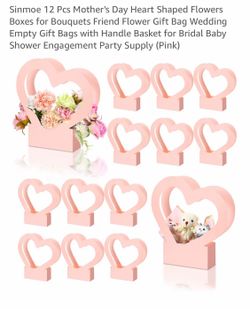 12pcs pink heart shaped flower/gift box, new