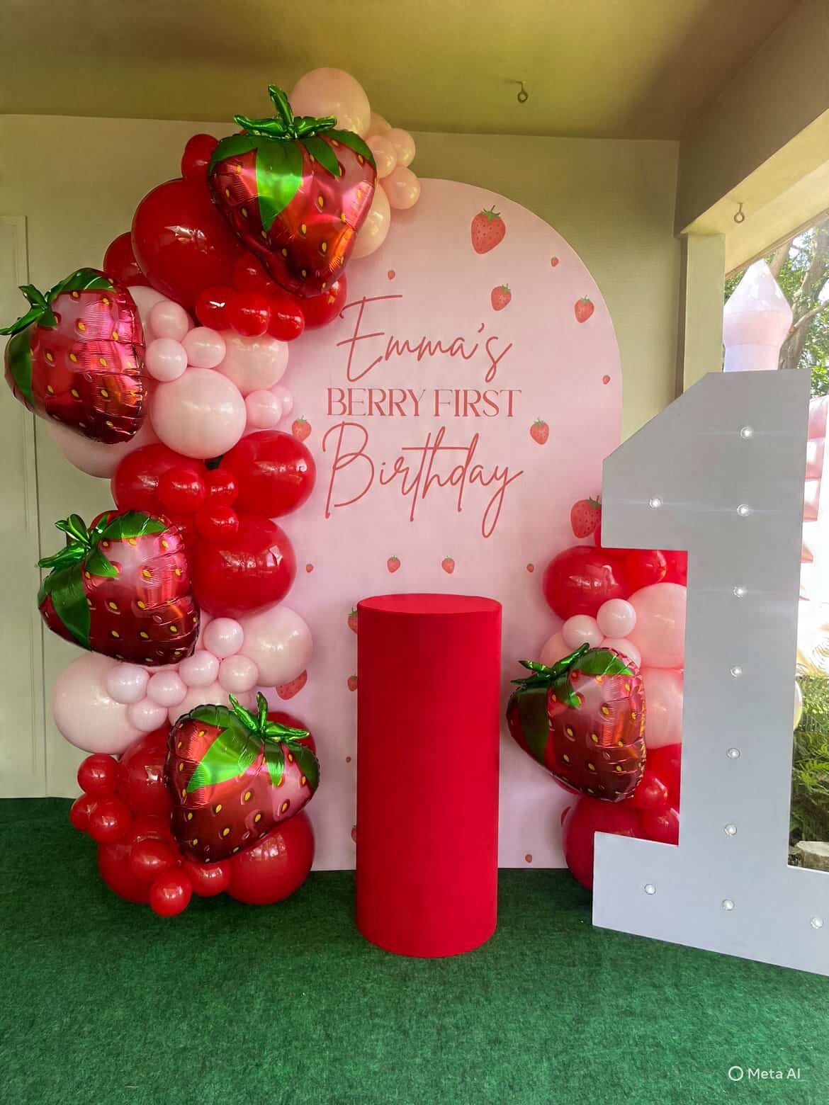 strawberry 1st birthday decor party