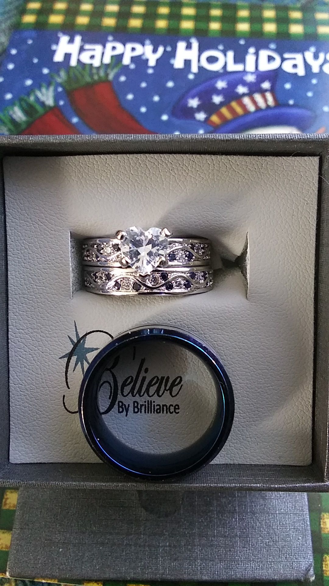 Beautiful Blue wedding rings set