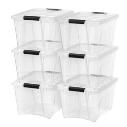 IRIS USA 32 Qt. Plastic Storage Bin Tote Organizing Container , Crystal Clear