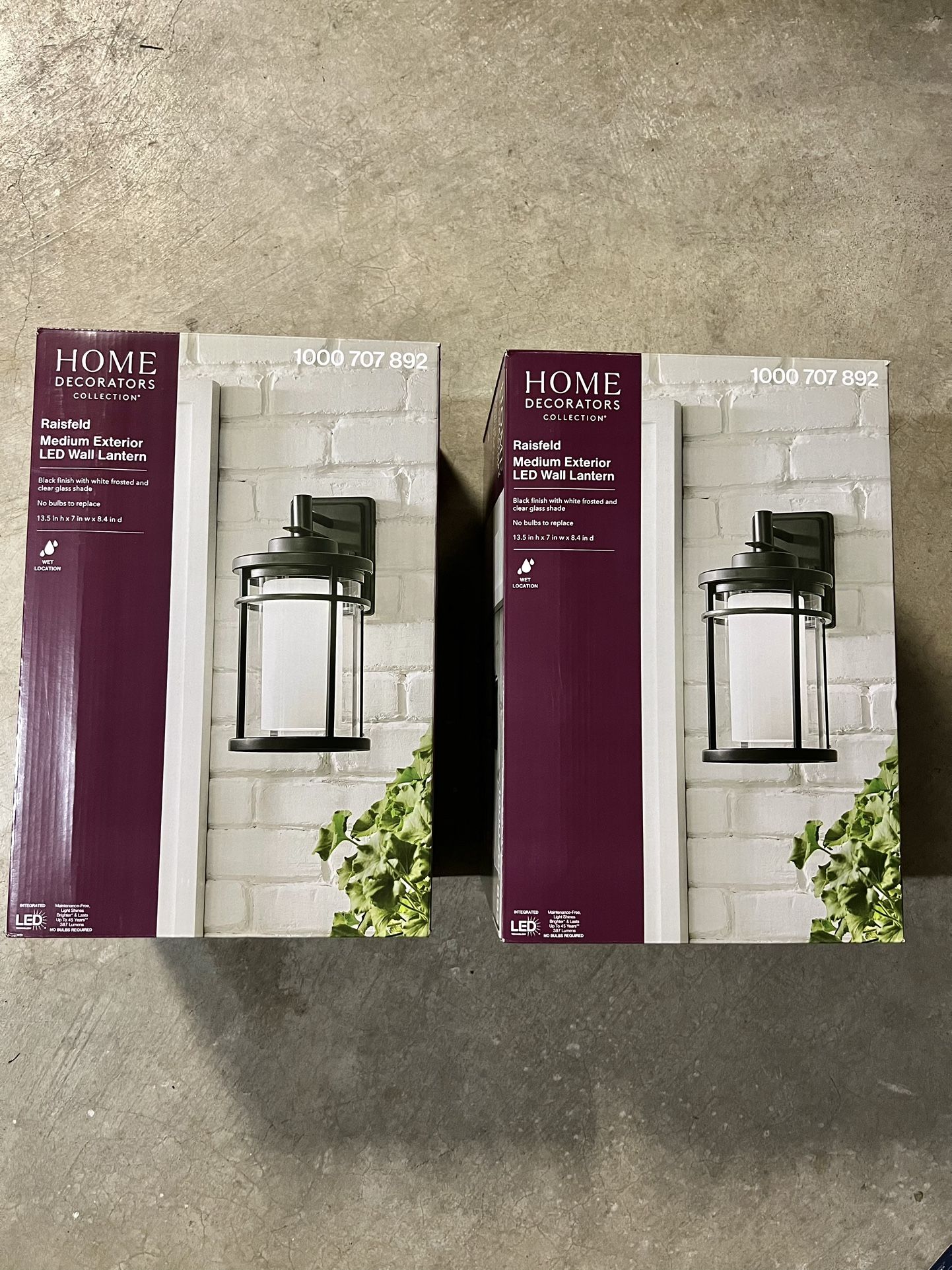 Set Of 2 - Black Modern Outdoor LED Wall Lantern Sconces, Outdoor Wall Lights