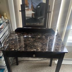 Crown Mark Iris Vanity Table/Stool, Espresso Finish