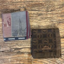 Renoma & Longchamp Men’s Handkerchief Pocket Square Set 17x17 Pre-Owned