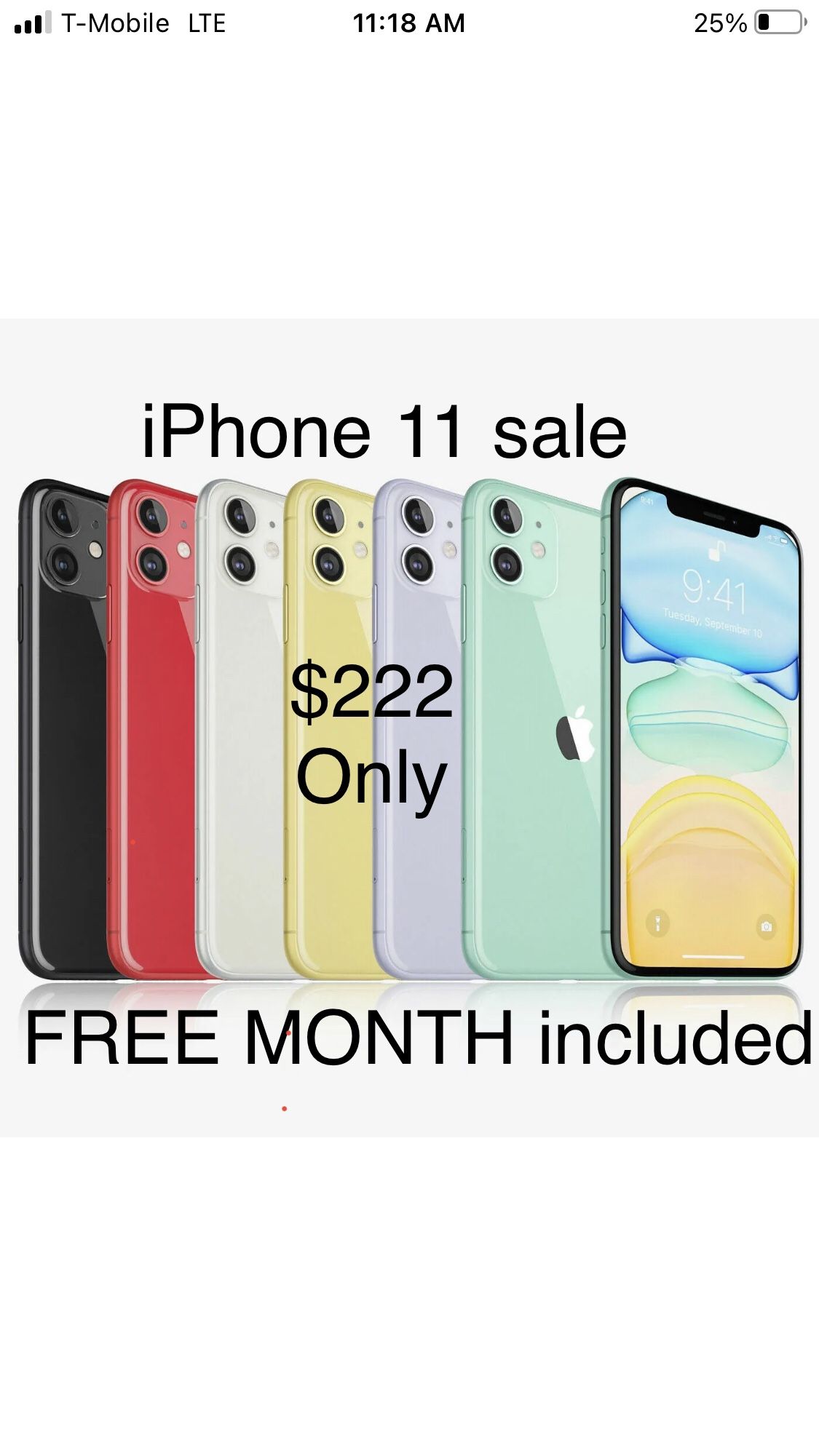 Apple iPhone 11 With Free Month Included