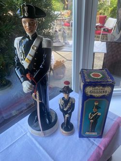 Pair of 1960s Liquore Galliano Italian Soldier Decanter Bottles