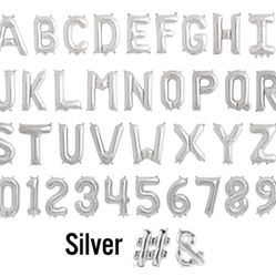 16 inch silver foil letter balloons (selling 1 S and 1 T)