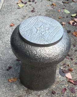 Embossed Metal Decorative Lidded Canister