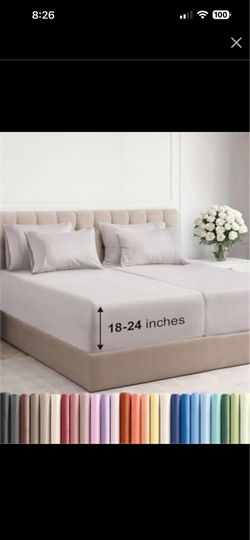 Extra Deep Split King Sheet Set - 7 Piece Breathable and Cooling Sheets - Hotel Luxury Bedding for Women, Men, Kids & Teens - Easy Secure Fit - Soft &