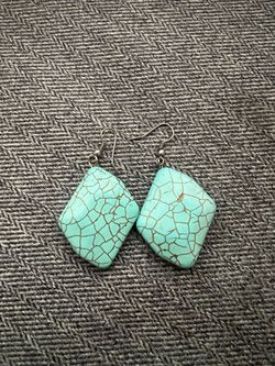 Turquoise Dangle Earrings – Diamond Shape