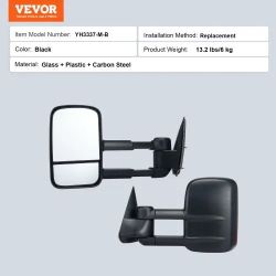 Towing Mirrors, Left & Right Pair Set for Chevrolet Silverado (1)/GMC/Cadillac, Tow Mirror with Plane & Convex Glass, Manual Controlling Teles