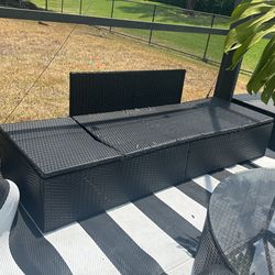 Dark Wicker Outdoor Patio Double Incline Lounge