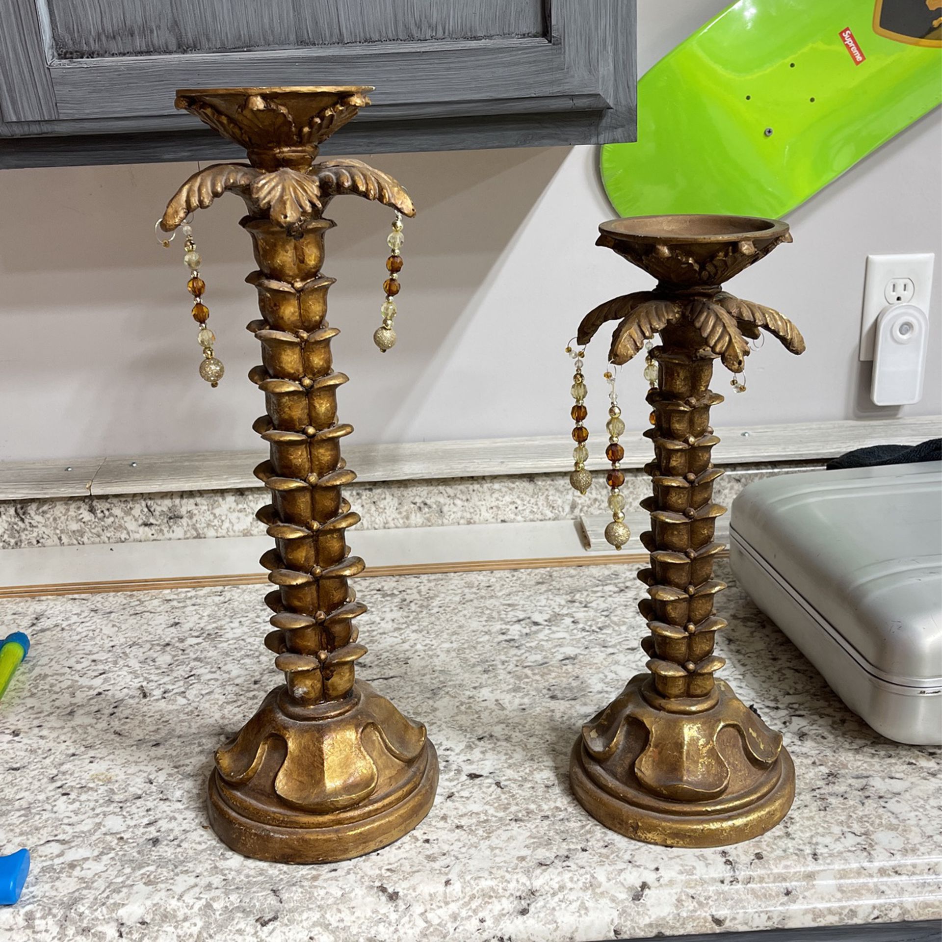 Gold Candle Holders 19” And 16”