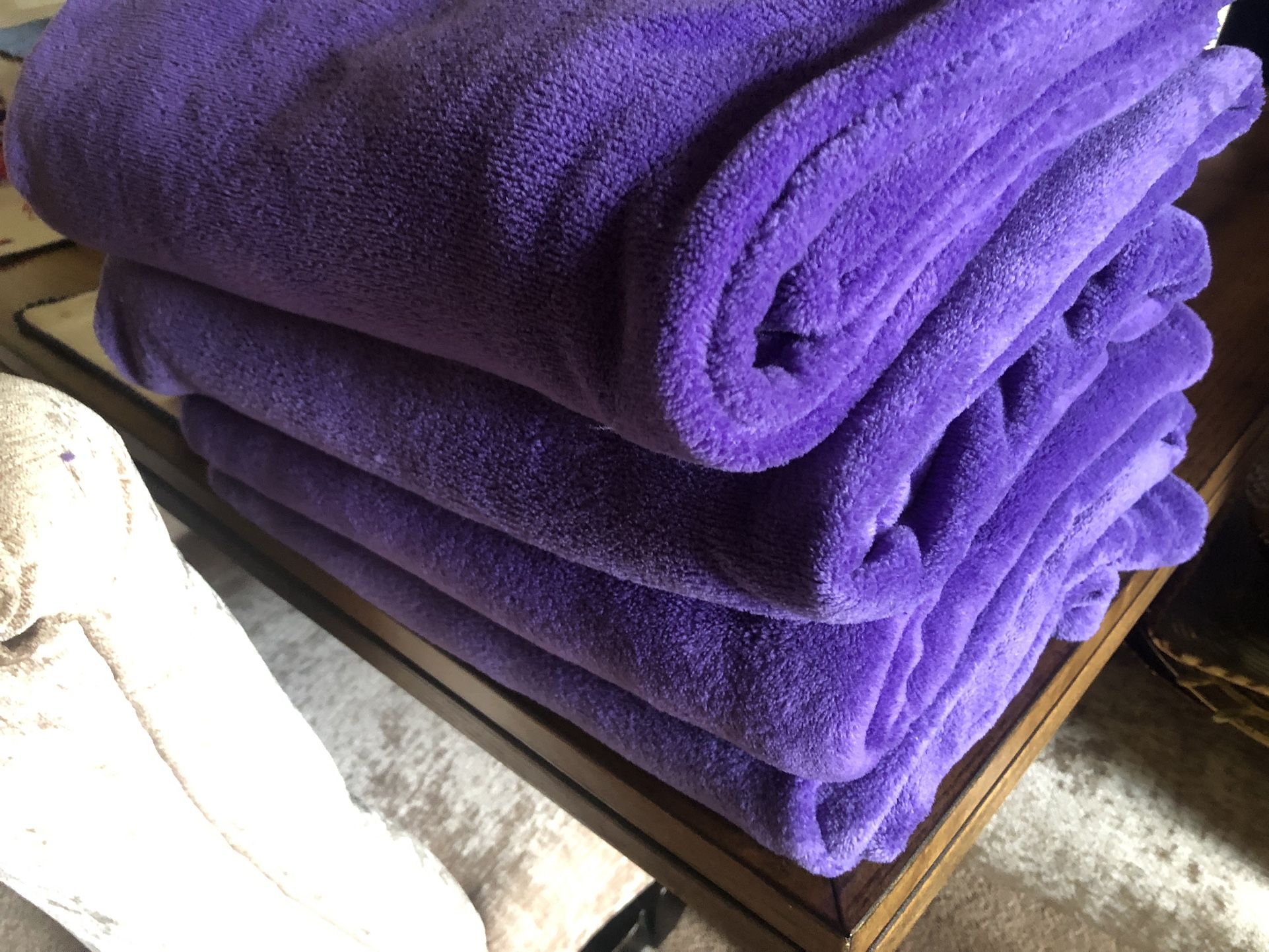 4 Soft Purple Fleece Blankets