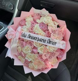 Pink Roses Bouquet Ramo Buchón Flores-inspo