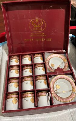Antique Dimlaj Fine Porcelain 24-Piece Coffee Set – Brand New, Never Used
