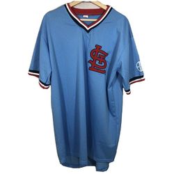 Vintage St. Louis Cardinals Retro Blue Pullover MLB Baseball Jersey Mens XL