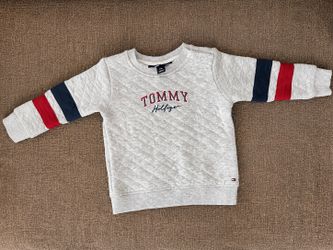 Baby Tommy Hilfiger Quilted Sweatshirt Gray Red Blue Size 18MONTHS