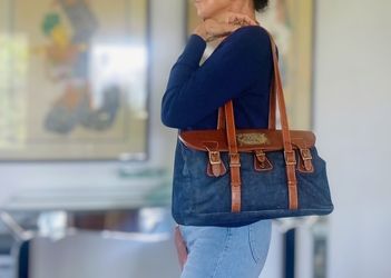 Rare Vintg Dolce&Gabbana in denim and genuine leather bag.