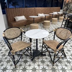 Rattan Bistro Dining Chairs – Black Frame | 13 Available 