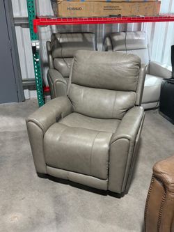 Gray Leather Power Recliner Chair