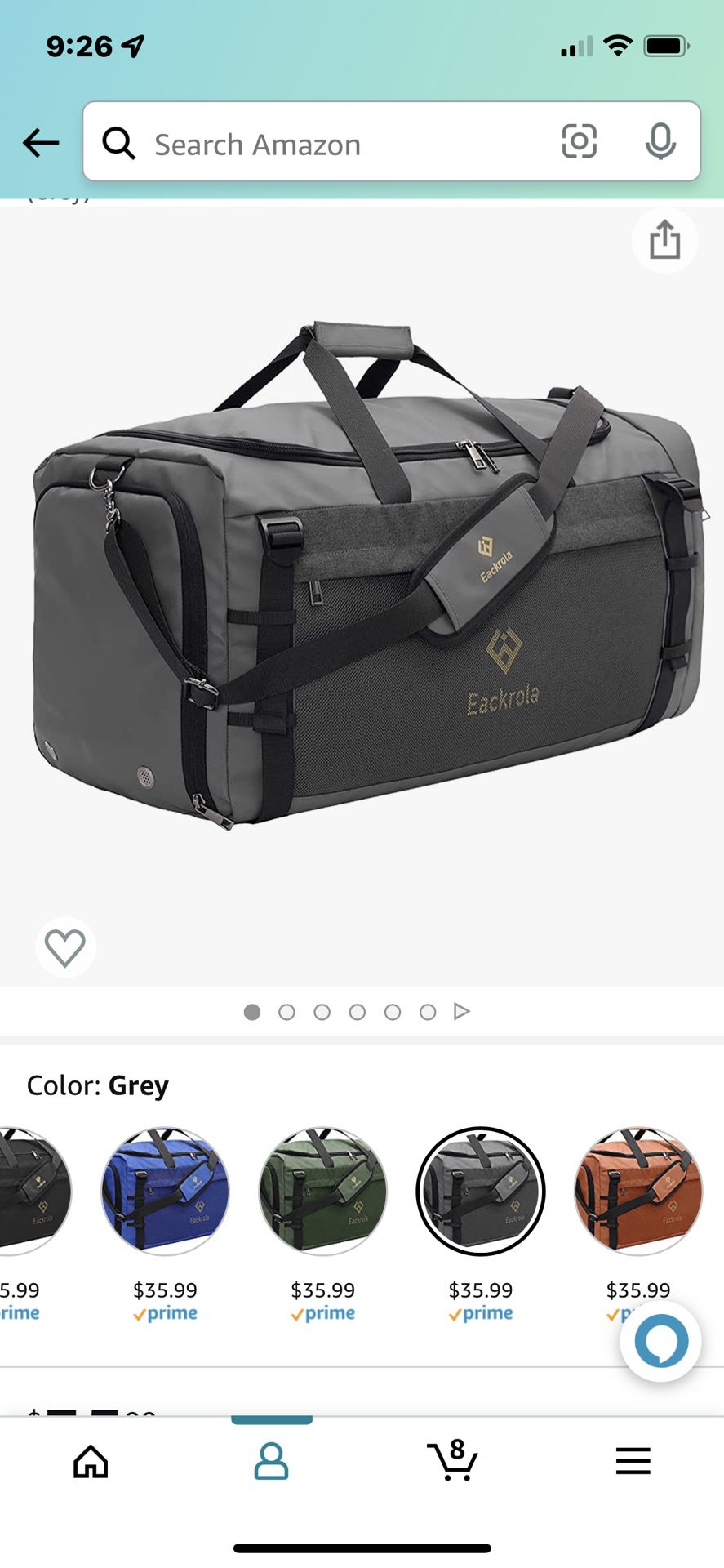 Large Grey Duffle Bag 