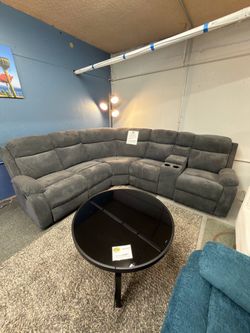 Modern Gray Corduroy Sectional Recliner