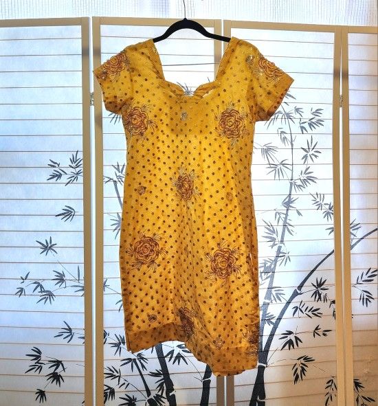 Yellow Women's Kurta Indian Dress Top Size 36