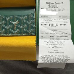 Pre owned- Great condition Authentic Goyard Green Saint Sulpice Card Wallet
