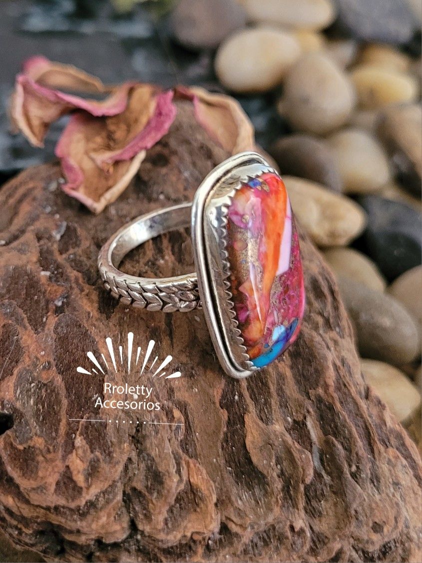 Sterling Silver 925 Ring With Tricolor Stone