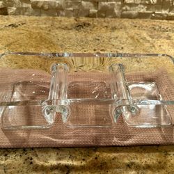 Thick Glass Rectangle Three Section Platter, Serveware