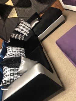 Brand New Black & Silver Sectional