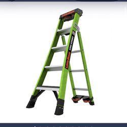 Little Giant Ladders King Kombo 2.0 Industrial 3-in-1 Fiberglass 11.4-ft Reach Type 1AA - 375 Ibs. Load Capacity Multi-Po...