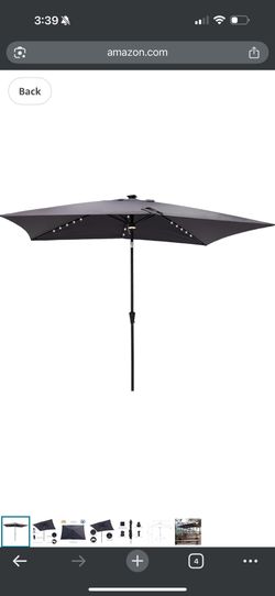 Patio Umbrella 10X6.5 With Solar Lights 