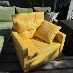 Convertible Sofa Bed, Sleeper Sofa with Adjustable Backrest, Armchair, Sofa, 3 in 1 Sleeper Chair, Yellow