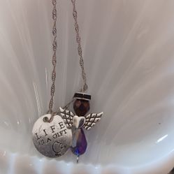 Life Is A Gift Plus Angel Necklace