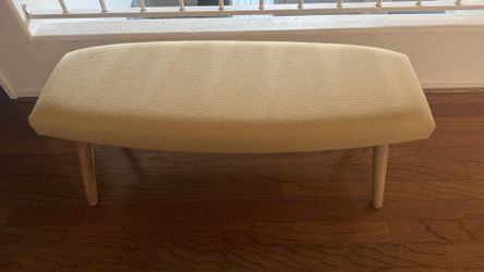 Mid-Century Modern Yellow Upholstered Bench