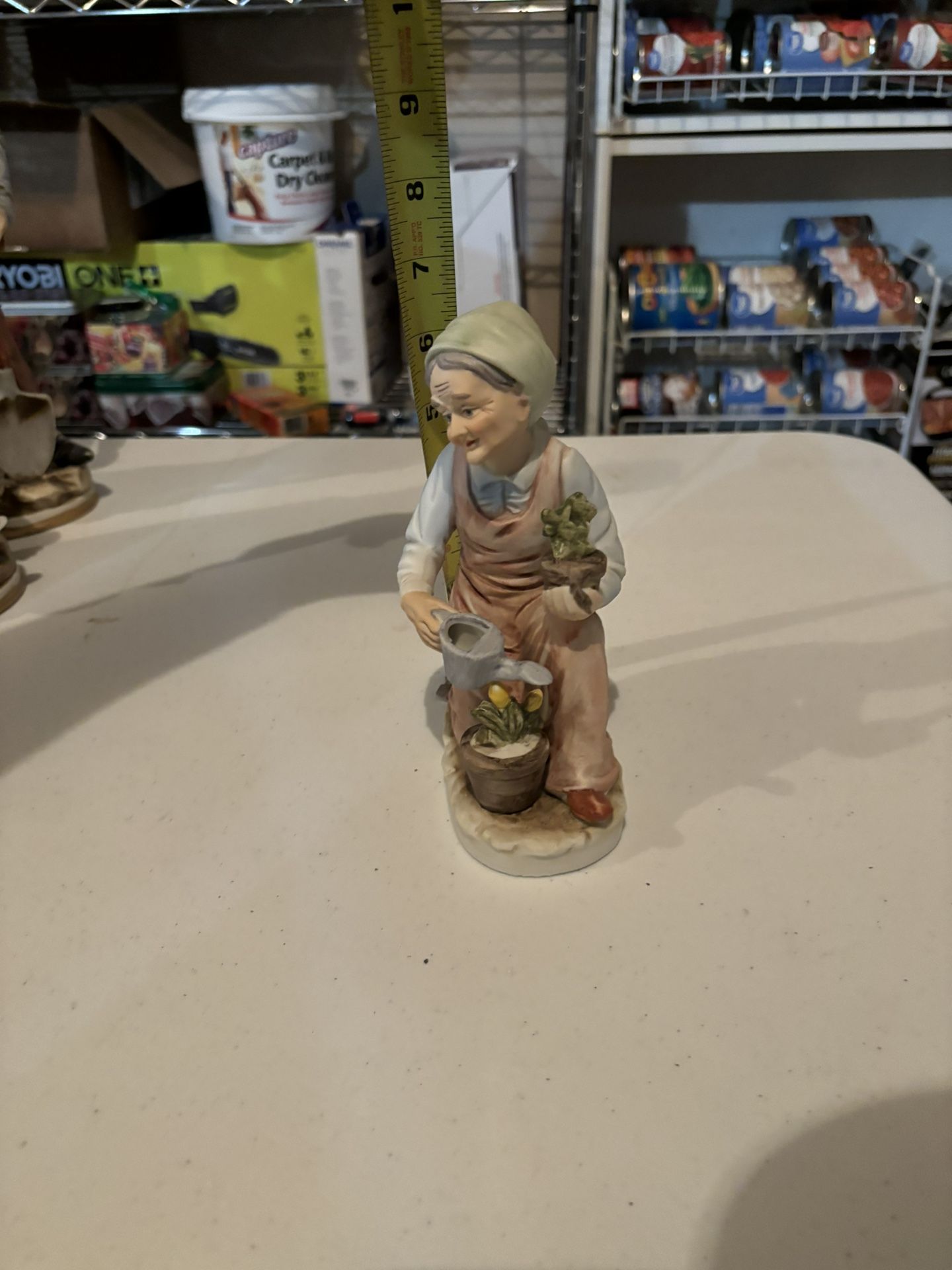 Vintage Ceramic Figurine #1223 Gardener Woman Watering Plants Americana