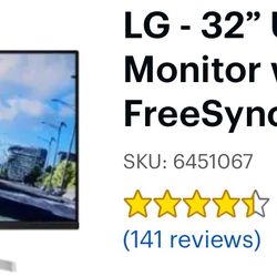 PC Monitor: 4K LG 32” UHD | VA Display | Built In Speakers