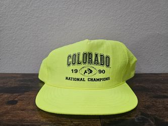Vintage 1990 Colorado Buffaloes National Champions Neon Snapback Hat Nylon