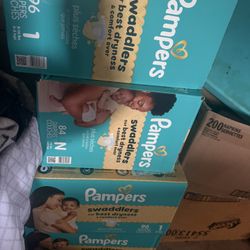 PAMPERS SIZES NEWBORN, 1&2