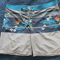 Mossimo Men’s Trunk Shorts Blue Hawaiian Size 48