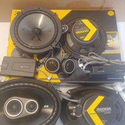 KICKER 1 PAIR 6.5" 300 WATTS COMPONENT SET WITH CROSSOVER & 1 PAIR 6×9 3 WAY 360 WATTS CAR SPEAKER ( BRAND NEW PRICE IS LOWEST INSTALL NOT AVAILABLE )